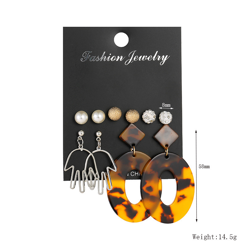 Neue Europäische Und Amerikanische Beliebte Geometrische Acryl Platte Quaste Ohrring Kombination Frauen Grenz Überschreitende Perlen Ohrring Set display picture 52