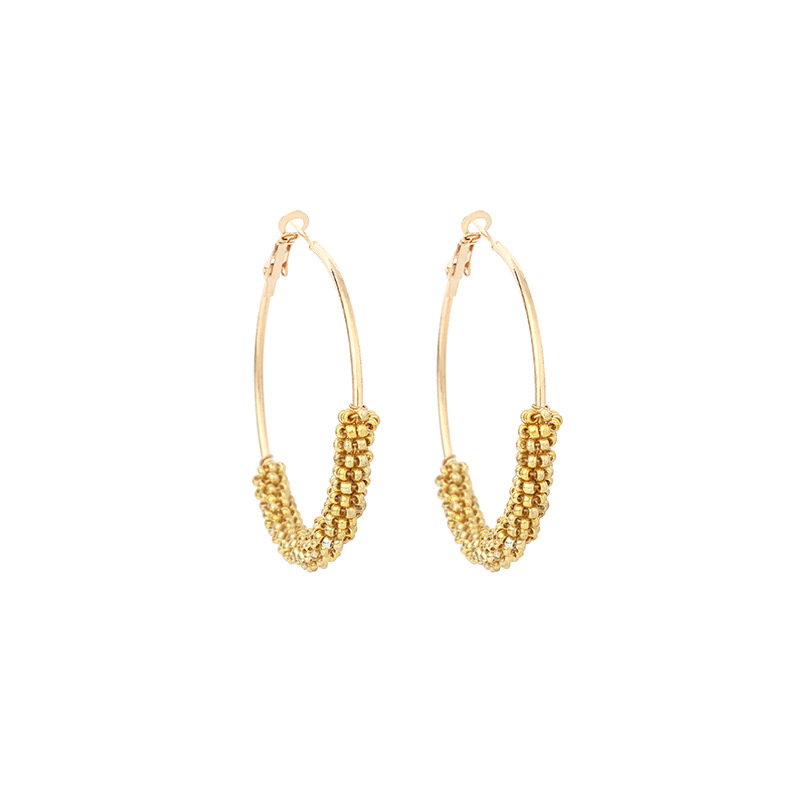 Ig Style Alloy Knitting Miyuki Beads Women's Hoop Earrings display picture 18