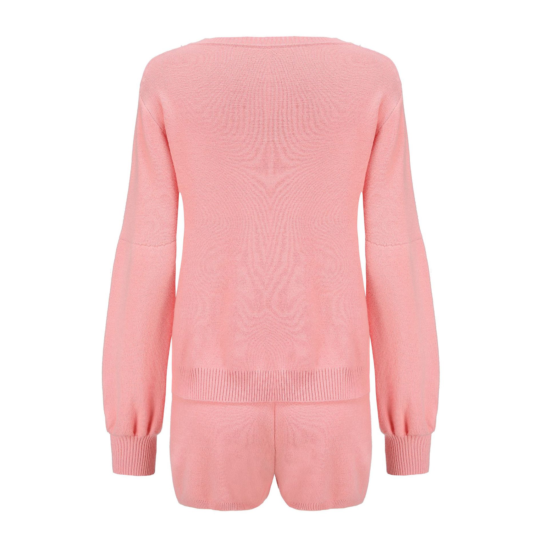 Women's Sweater Set Summer Macaron Colour Matching Co-ord Suit_voghion.com