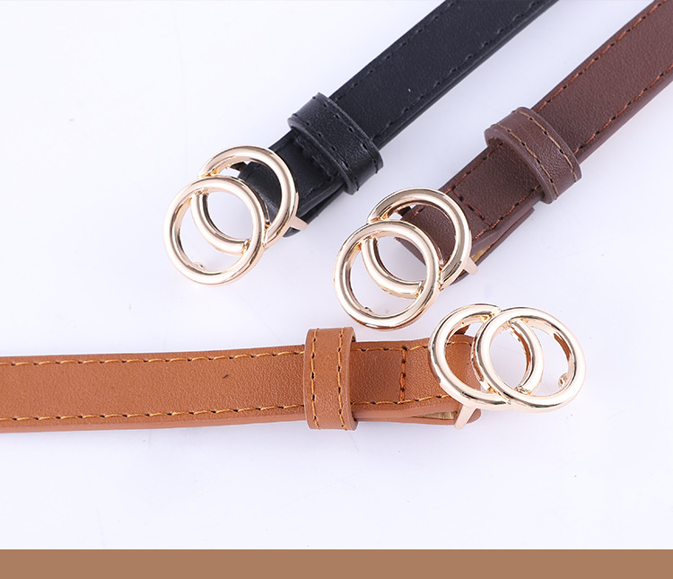 New Ladies Thin Belt Fashion Casual Decoration Jeans Belt Double Round Buckle Wholesale Nihaojewelry display picture 5