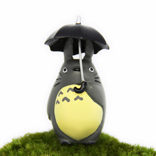 Moss micro-landscape decoration DIY assembly ornaments fishing lotus leaf umbrella three Totoro station sign resin ornaments