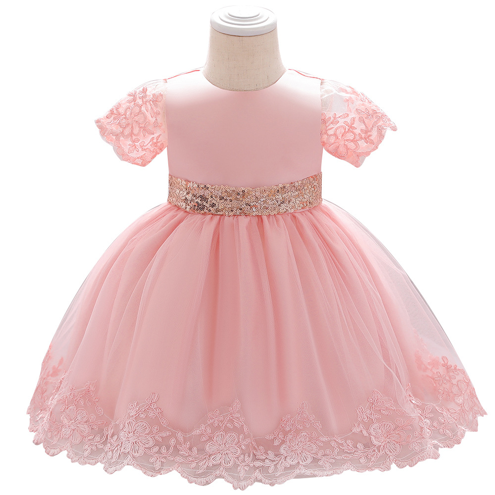 Spring / summer 2020 new baby dress sequins big bow one year old dress