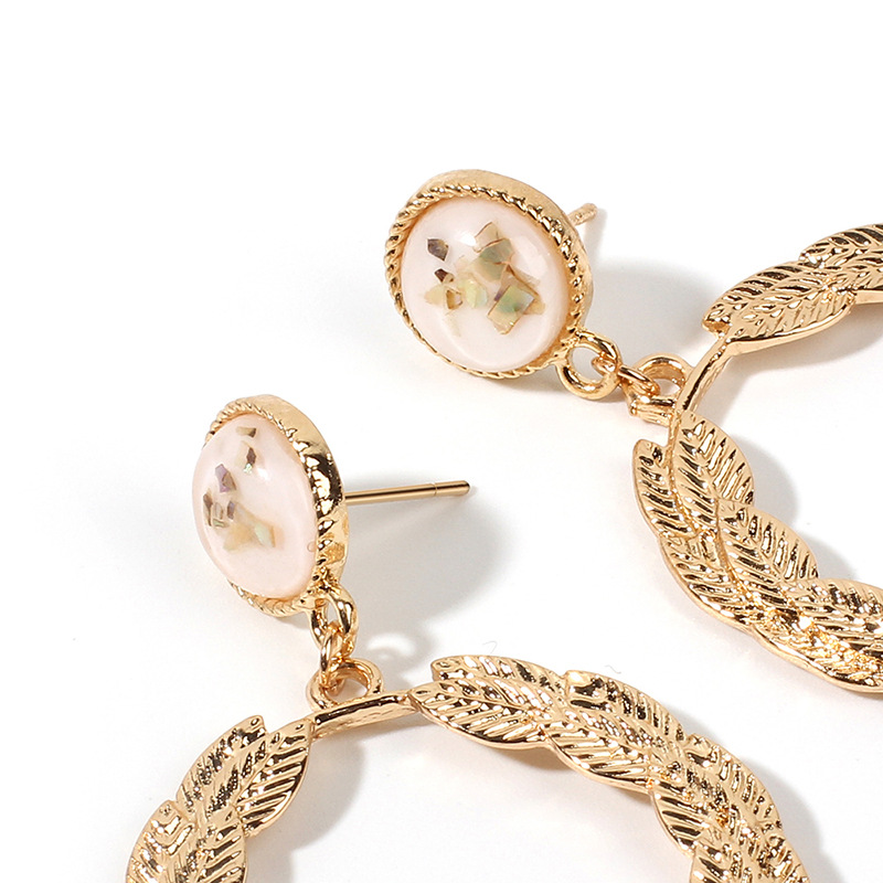 13g Weight Earrings, Ear Studs Classification Wedding, Travel Occasion Alloy Material Women'S Gender Gold Color Korea Cute Fashion Round Wreath Geometric Alloy Women's Earrings Nihaojewlery 7