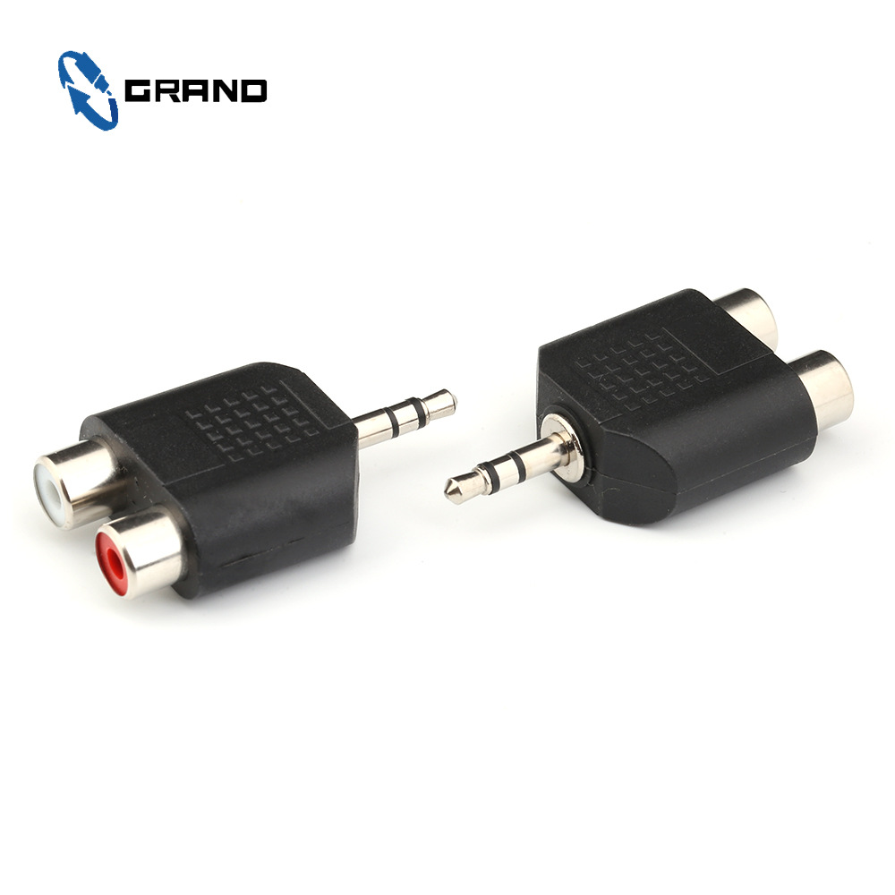 音频转换3.5立体声公转2个RCA母红白胶芯