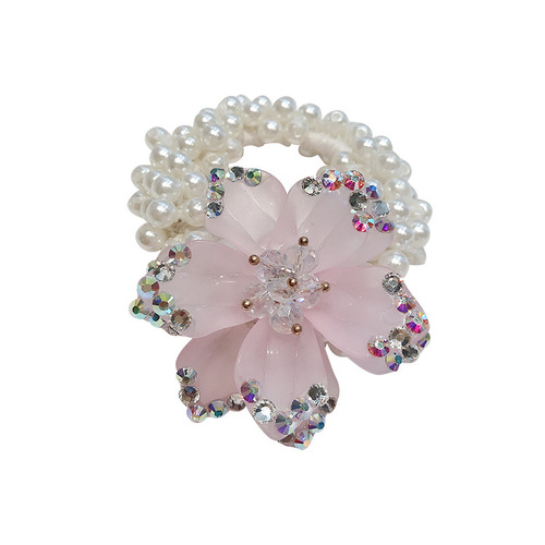 Hair Accessories new handmade pearl crystal flower hair rope bracelets and hair circle a hair elastic hair accessories