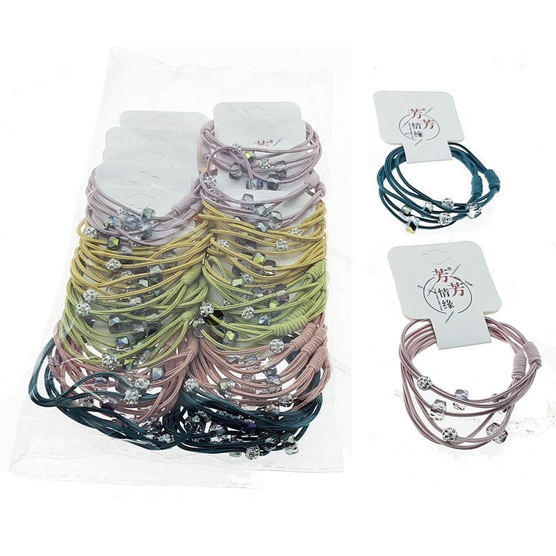A3125 más de cristal accesorios banda de goma banda de pelo cuerda de pelo tocado 2 yuanes tienda de distribución al por mayor