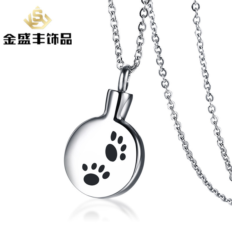 Stainless steel dog paw urn openable pen...