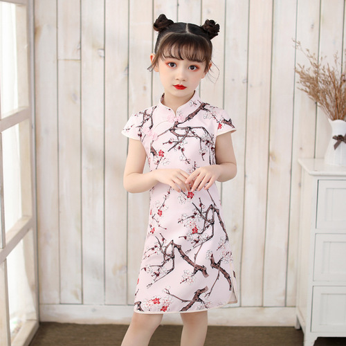 Qipao for kids Country printed cheongsam national Han Dynasty Qipao Tang Suya plum blossom girl Qipao
