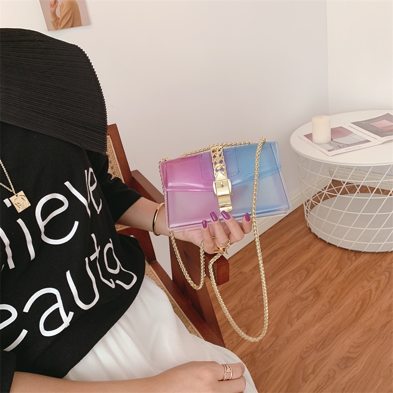 Summer 2025 new gradient jelly bag, fashionable color-blocking chain bag, crossbody single-shoulder bag, ladies' small bag undefined