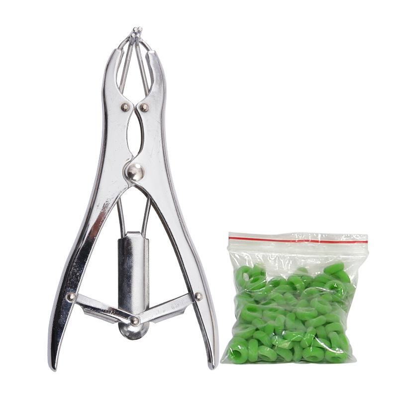 Alicates de castración de acero inoxidable para uso veterinario, herramienta de castración, alicates para cortar la cola de cerdos, ganado y ovejas, alicates para cortar la cola con anillo, material para ganado.