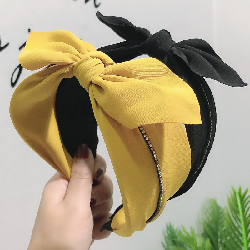 Korean Bow Creative High-end Hair Accessories Korean Rhinestone Headband Wide Edge Non-slip Fabric Hair Hoop Women display picture 7