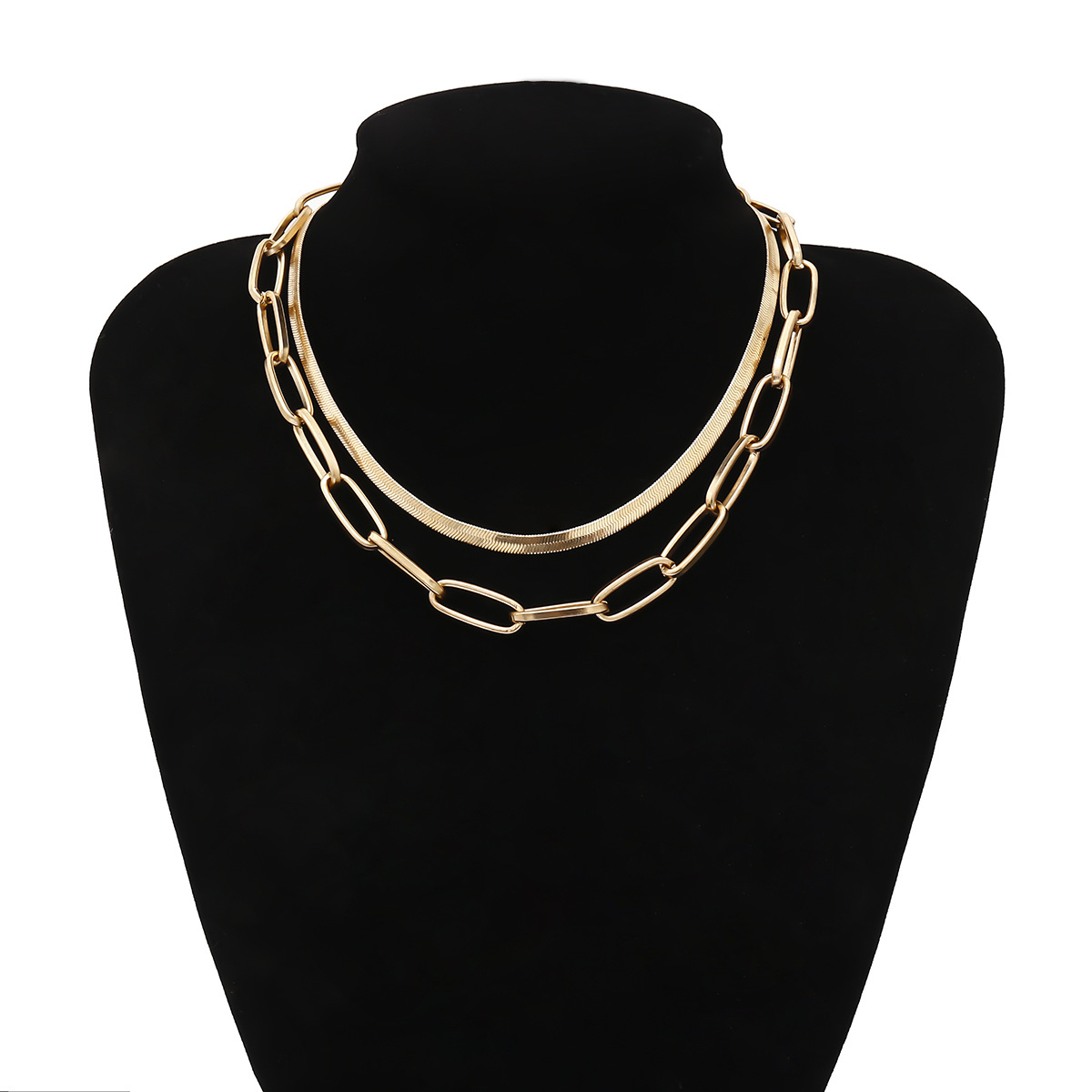 New Fashion Wild Geometric Short Paragraph Decoration Female Simple Double Snake Bone Cross Chain Necklace Wholesale display picture 7