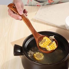 Factory wholesale wood soup spoon old lacquer wood spoon solid wood porridge spoon Koramu long-handled large soup spoon Japanese curved spoon set