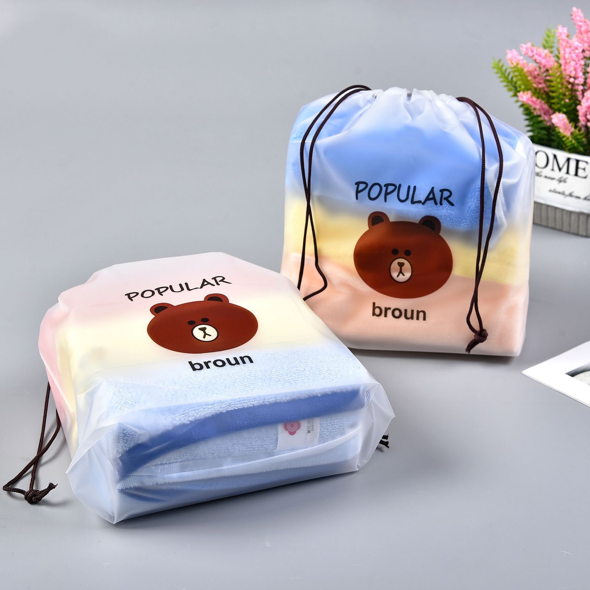 Toalla DE CARA bolsa de embalaje esmerilado bolsa de cordón calcetines ropa interior bolsa de cordón engrosada zapatos de viaje bolsa de almacenamiento colgante