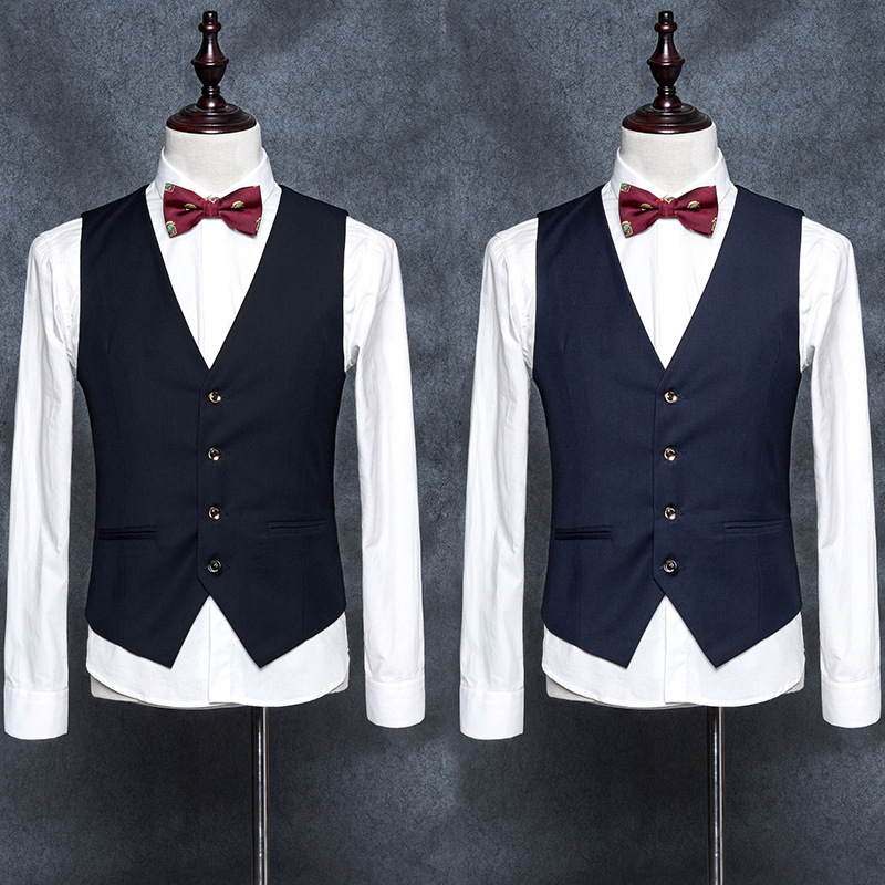 La primavera y el otoño británico slim fit traje chaleco Chaleco de los hombres traje de negocios casual profesional formal desgaste coreano moda