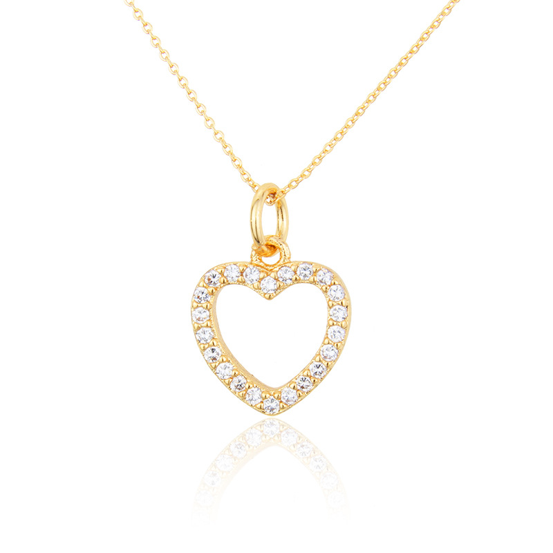 Gold-plated Heart-shaped Zircon Necklace display picture 1