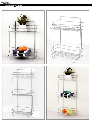 Stainless steel lace solid line double-deck three layers multi-storey Square Shape Shelf Shower Room Storage rack Kitchen Storage racks