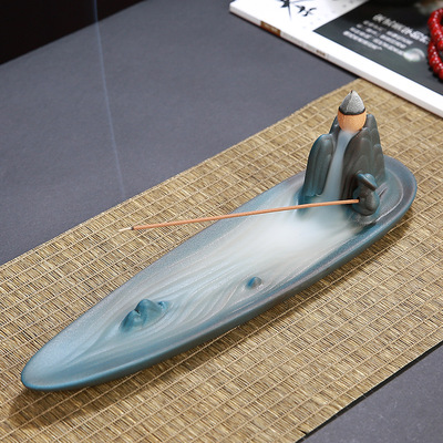 岩山 跨境专供陶瓷窑变线香倒流香炉两用香插个性沉香檀香熏香炉