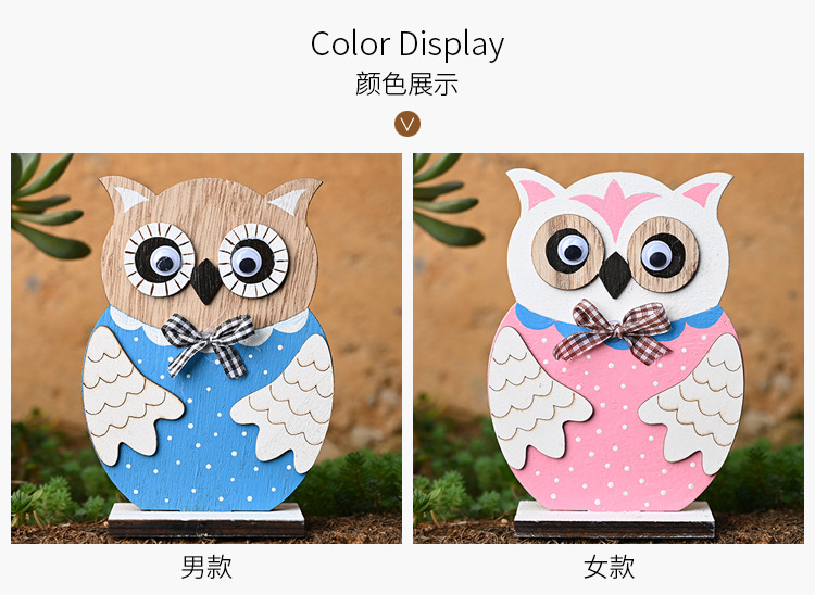 Easter Wooden Color Owl Wooden Decoration display picture 5