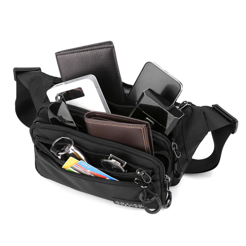 Riñonera impermeable para hombre, multicapa, ligera, gran capacidad, de Oxford, con bolsillo para teléfono