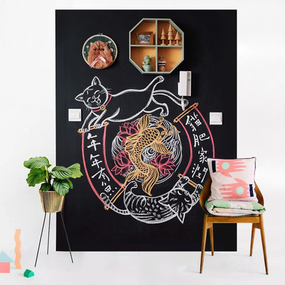 黑板墙贴磁性双层家用儿童房书写板带背胶彩色粉笔板磁力黑板卷材|ms