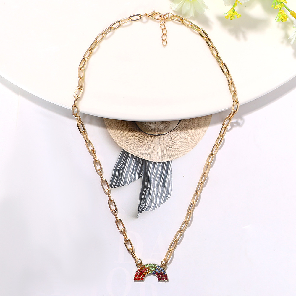 Rainbow Diamond-studded U-shaped Fashion Girl Versatile Alloy Clavicle Chain display picture 6