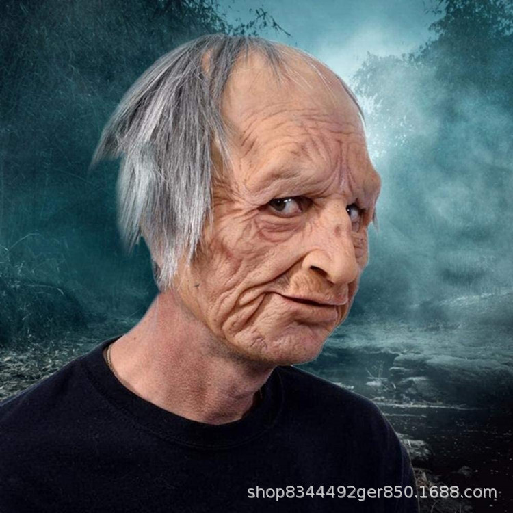 Halloween popular vieja abuela abuelo cara máscara de látex vieja peluca vestir accesorios 2020 Nuevo