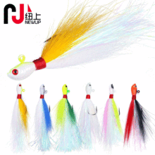 3 Pack Bucktail Jig Fluke Lure Hair Jig Saltwater Freshwater Lures Surf Fishing White Red Chartreuse Bass Flounder Striper Bluefish Halibut Redfish