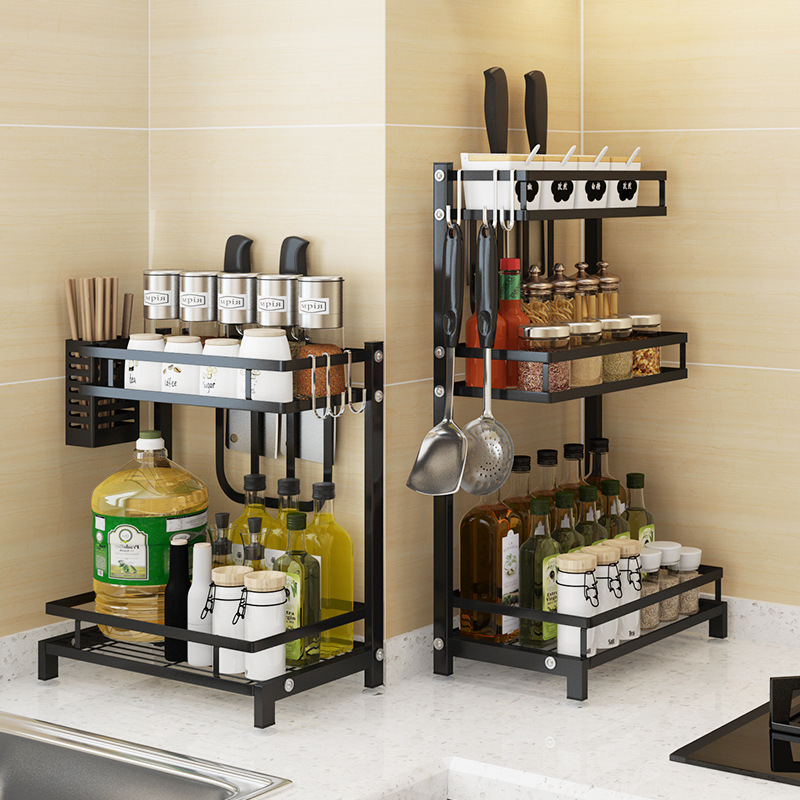 跨境专供可拆卸厨房调味瓶置物架 创意款砧板刀板筷子篓整理用具