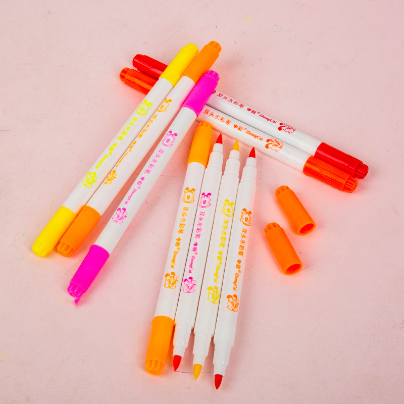Zhongcai 218 de doble cabeza de acuarela pluma suave pluma de color pluma + gancho pluma Multi-propósito niños materiales de pintura