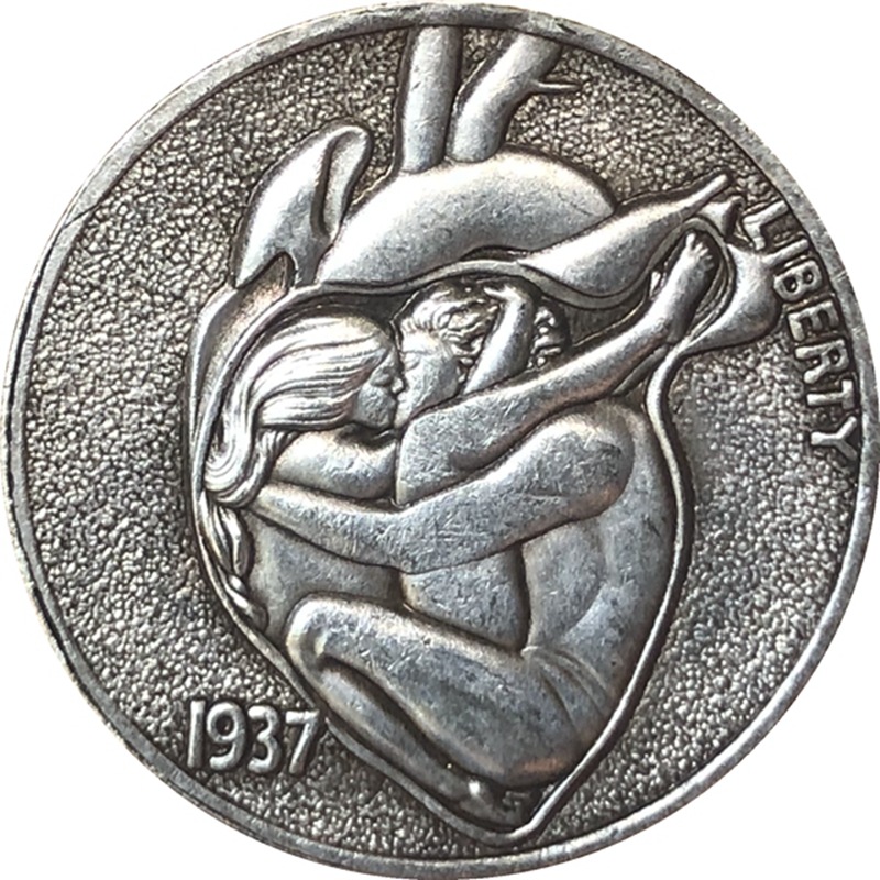 厂家批发21MM仿古银元钱币美国水牛流浪汉硬币1937D三脚工艺品#31