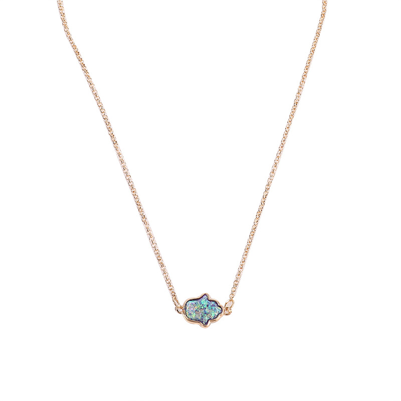 simple semi-precious stone palm pendent necklace