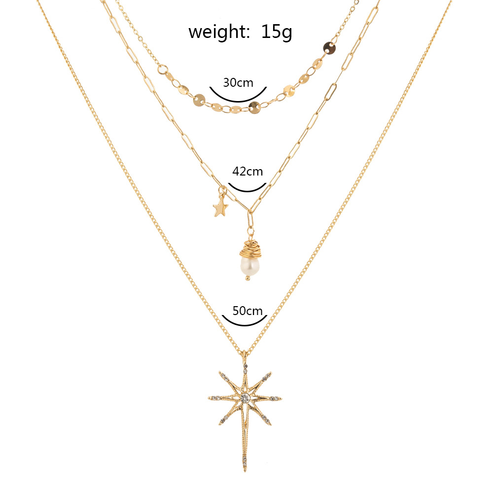 Fashion Micro-studded Star Pendant Multi-layer Necklace display picture 1