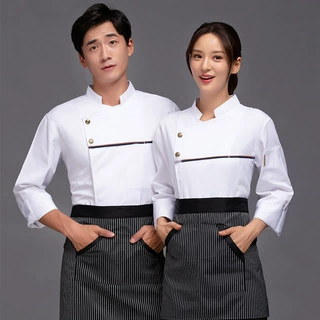 厨师服长袖男女厨房食堂饭店酒店餐饮后厨厨师工作服秋冬装蛋糕店
