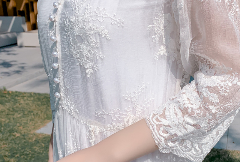 Lace Embroidery Silk Dress