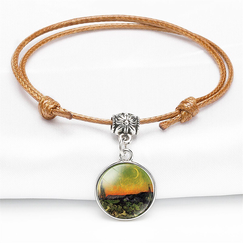 European and American retro bracelet Van Gogh famous painting Sunflower Starry Sky wheat field creative bracelet simple hand-woven bracelet European and American retro bracelet Van Gogh famous painting Sunflower Starry Sky wheat field creative bracelet simple hand-woven bracelet