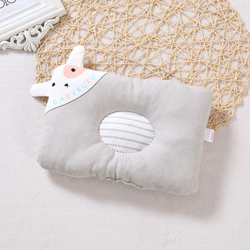 Baby Pillow Pure Cotton Newborn Anti-Tilt Head Shaping Pillow Combed Cotton Cartoon Baby Pillow All-Season Universal