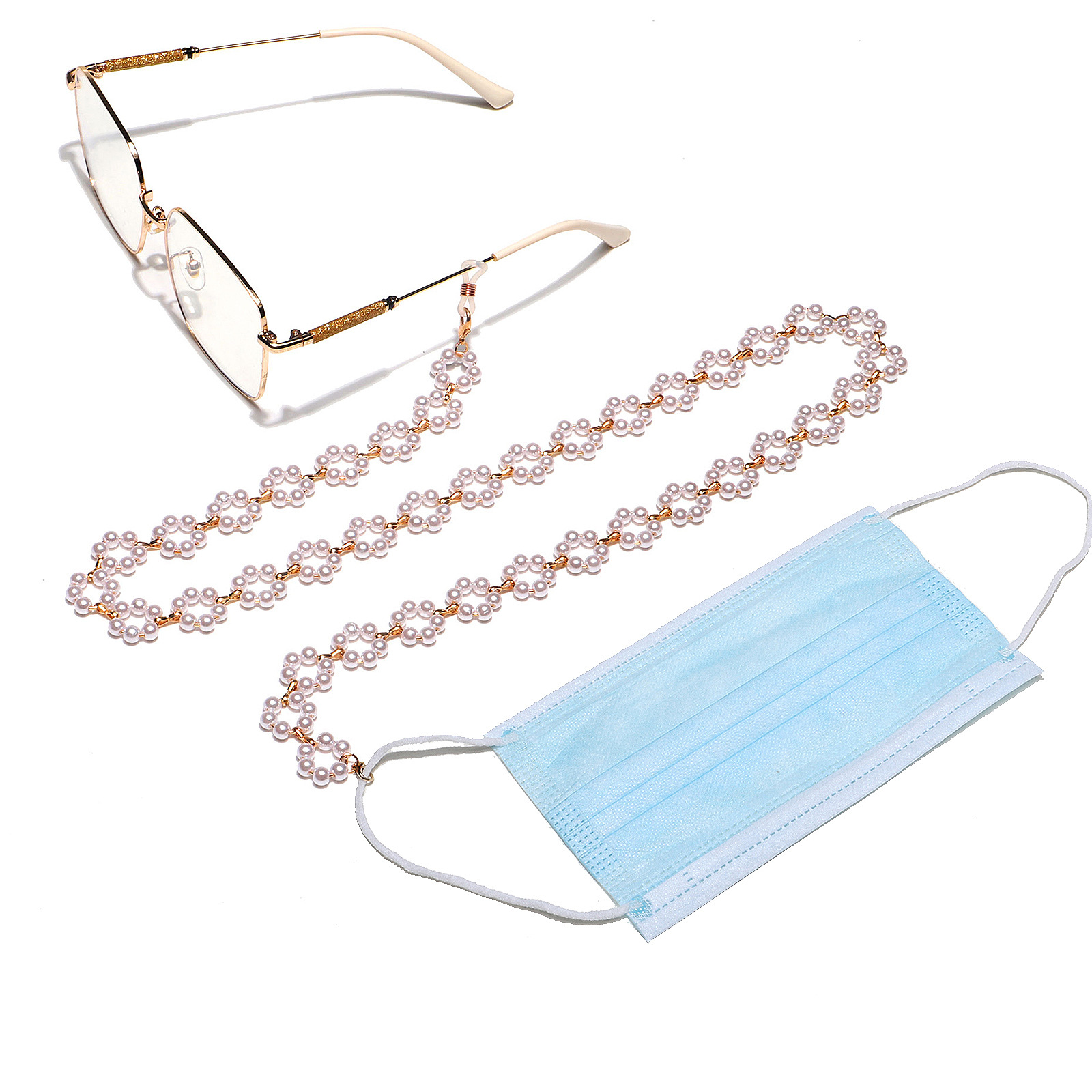Fashion Simple White Flower Pearl Glasses Chain display picture 2