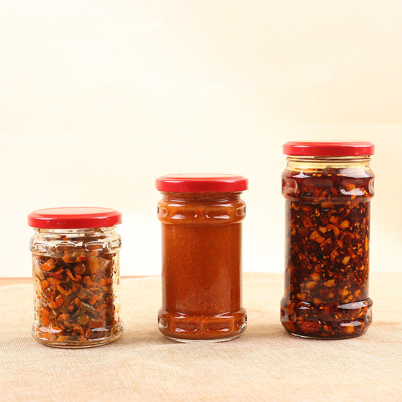 密封罐酱包装牛肉酱老干妈玻璃瓶圆形食品散装瓶子辣椒酱密封罐装