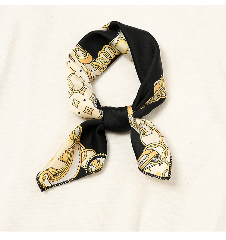 24g Weight Silk Scarf Classification Street Occasion Satin Material Geometric Pattern Spring, Autumn Season Women'S Gender Sweet Style Square Scarf Women's All-match Autumn And Winter Literature And Art Small Silk Scarf Retro Scarf 1