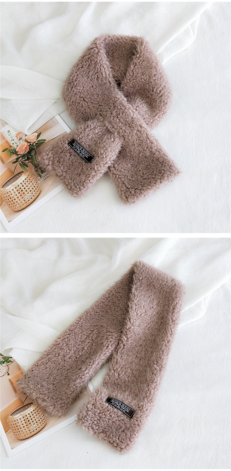 Pure Color Line Plush Korean Long Thickened Warm Double-sided Scarf display picture 5