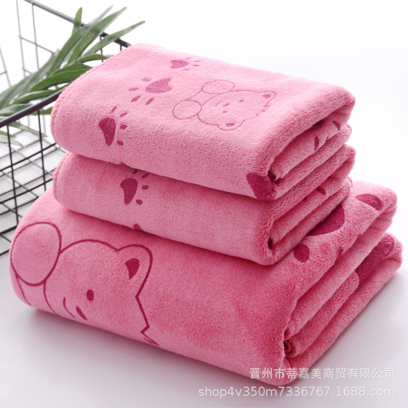 Toalla de baño de tres piezas conjunto absorbente de secado rápido impresión hermosa suave envoltura larga de las mujeres de dibujos animados para adultos Toalla de playa regalo de retorno