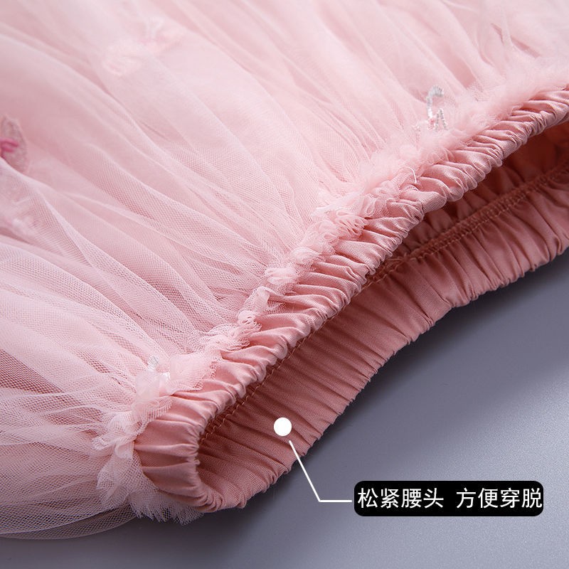 Falda de niña Falda de princesa plisada de malla 2024 Verano de verano para niños Falda corta de gasa esponjosa de estilo occidental de estilo coreano