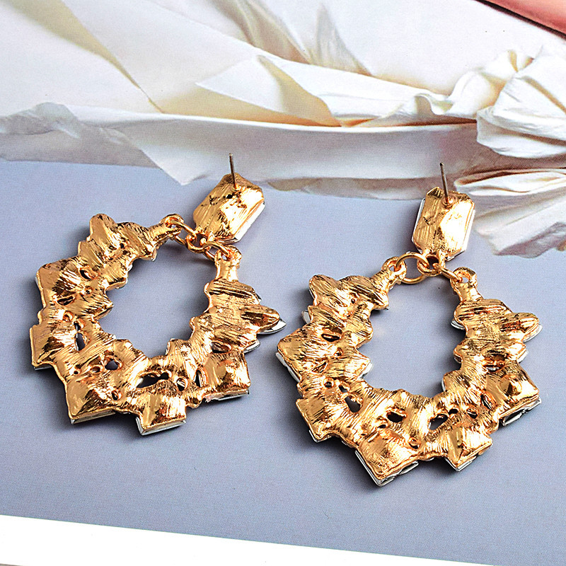 1 Pair Luxurious Geometric Plating Inlay Alloy Rhinestones Drop Earrings display picture 5