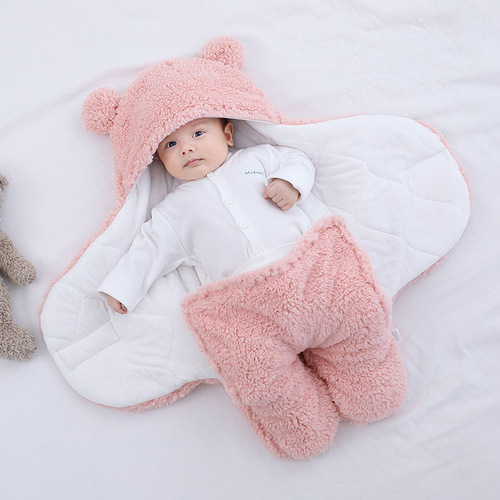 Cross-border maternal and infant products newborn lamb wool blanket baby sleeve cotton winter and autumn thick split leg sleep sack infant swaddling blanket