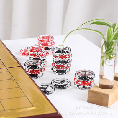 批发水晶象棋礼品中国象棋抽屉折叠棋盘棋子送长辈教师节生日礼物