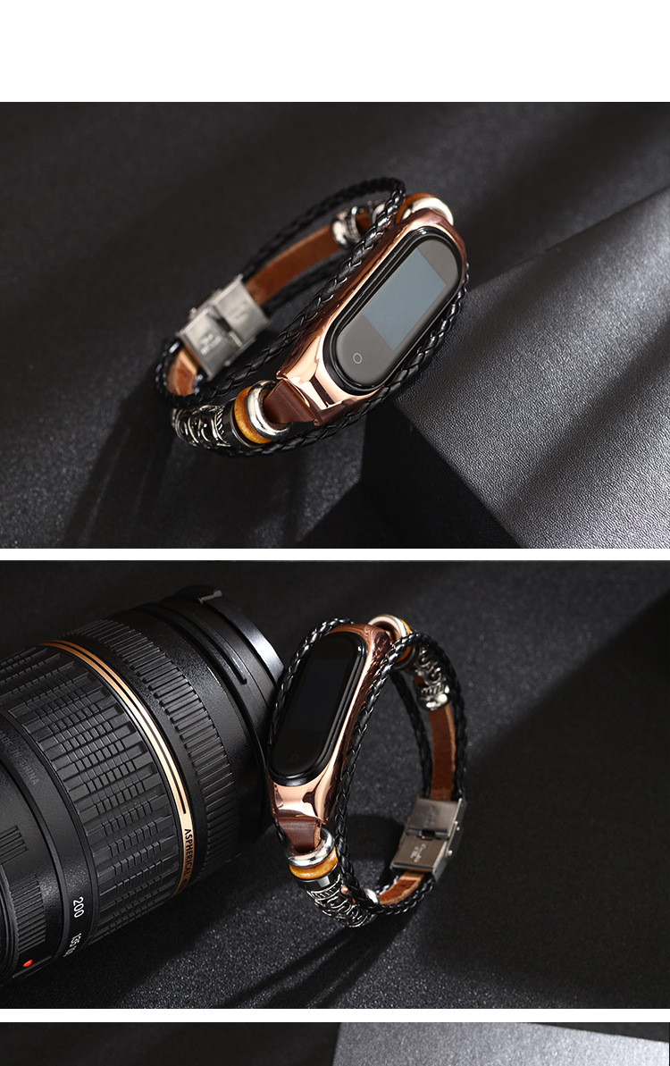 Suitable For  3-4 Generation Bracelet Strap Metal Frame Ethnic Leather Watch Strap display picture 2