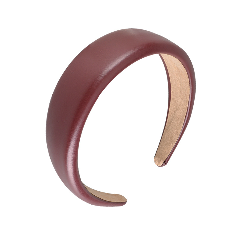 Broad-sided Solid Color Leather Sponge Headband display picture 10