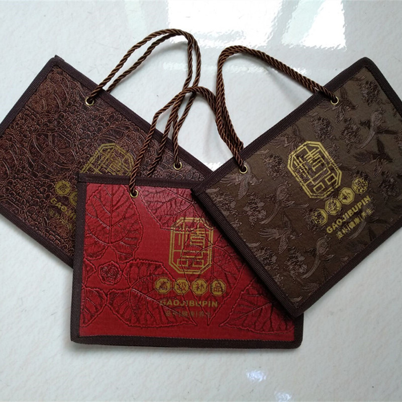 厂家定制上好補品皮革手提袋 酒水茶叶礼品袋 皮革礼品袋