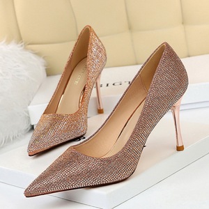 998-6 han edition fashion metal with high heel with shallow pointed mouth shining diamond sexy show thin single party sh